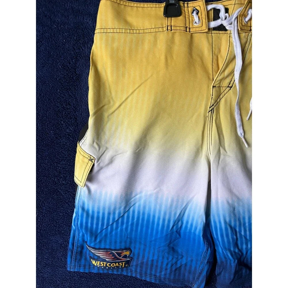 Quiksilver Board Shorts 32 Mens Active Swim Wear Yellow/White/Blue